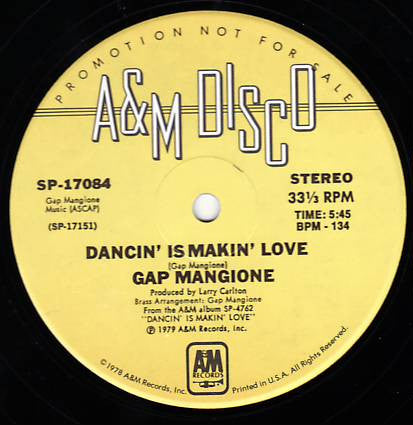 Gap Mangione : Dancin' Is Makin' Love (12", Promo)
