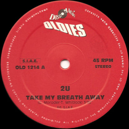 2U / Kris Isak : Take My Breath Away / Wicked Game (12", Comp)