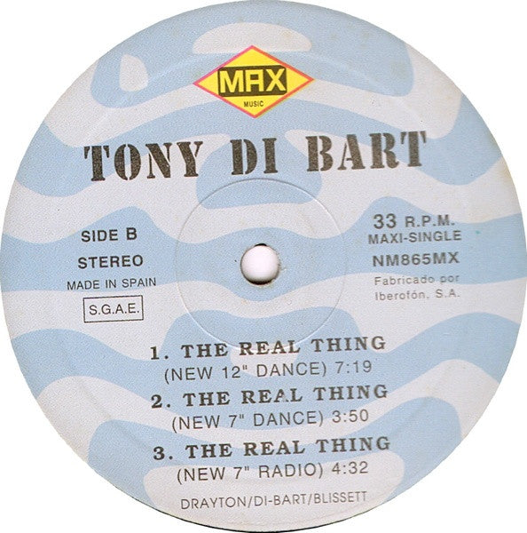 Tony Di Bart : The Real Thing (12", Maxi)