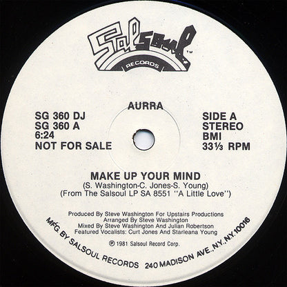 Aurra : Make Up Your Mind (12", Promo)