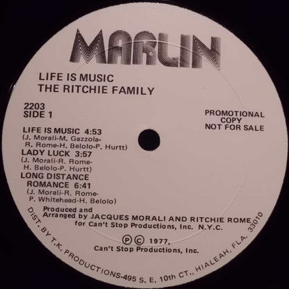 The Ritchie Family : Life Is Music (LP, Album, Promo, Gat)