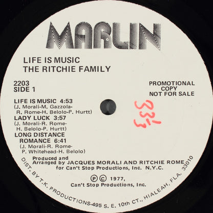 The Ritchie Family : Life Is Music (LP, Album, Promo, Gat)