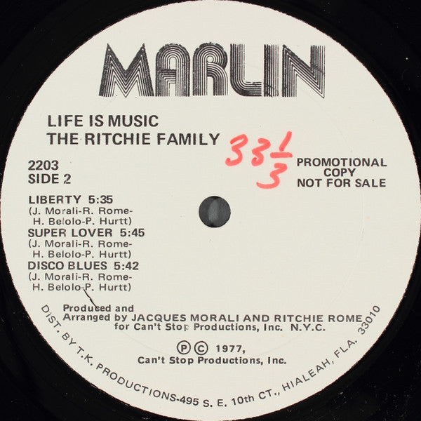 The Ritchie Family : Life Is Music (LP, Album, Promo, Gat)