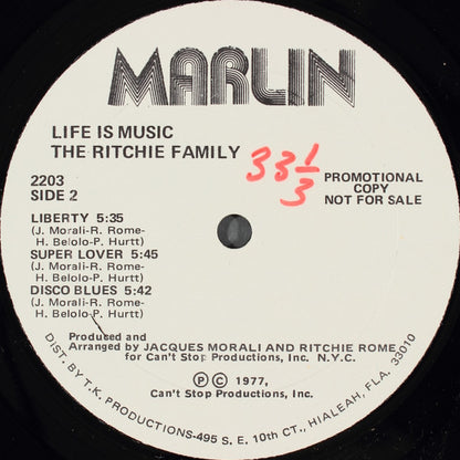 The Ritchie Family : Life Is Music (LP, Album, Promo, Gat)