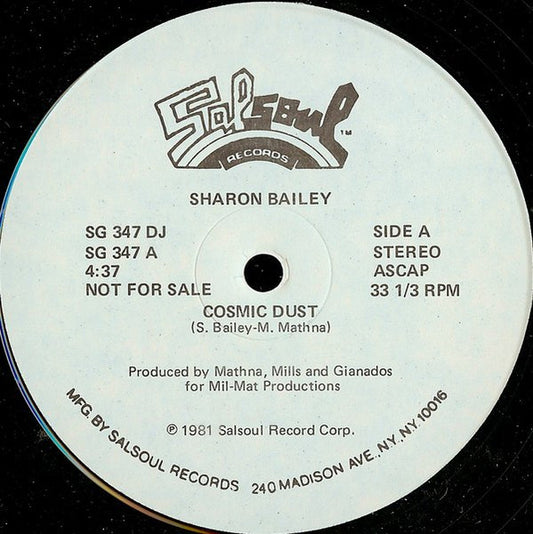 Sharon Bailey : Cosmic Dust (12", Single, Promo)