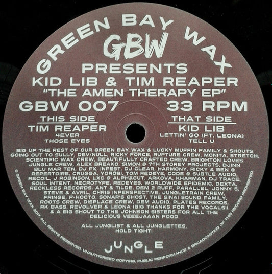 Kid Lib & Tim Reaper : The Amen Therapy EP (12", EP)
