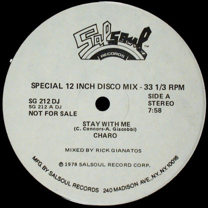 Charo : Stay With Me (12", Single, Promo)