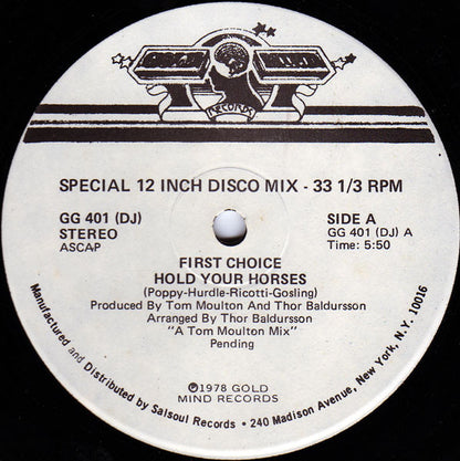 First Choice : Hold Your Horses (12", Single, Promo)