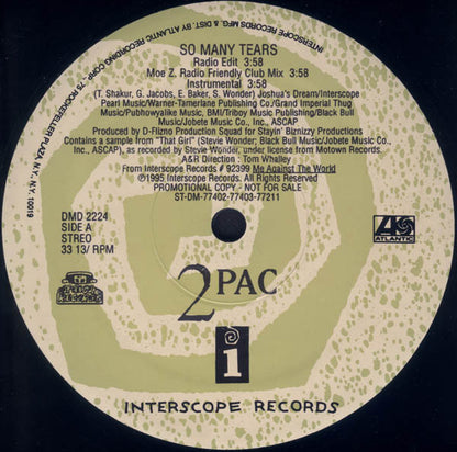 2Pac : So Many Tears (12", Promo)