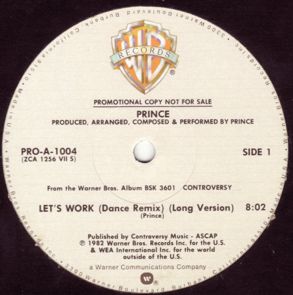 Prince : Let's Work (12", Promo)
