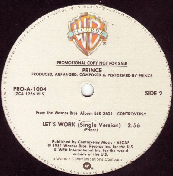 Prince : Let's Work (12", Promo)