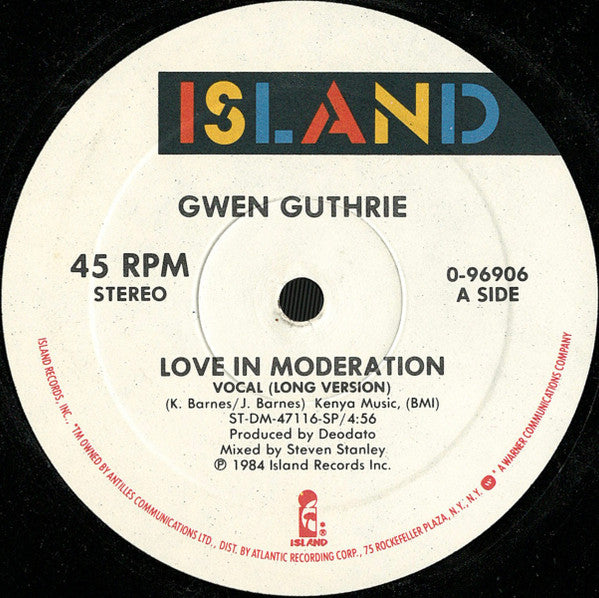 Gwen Guthrie : Love In Moderation (12", Single)