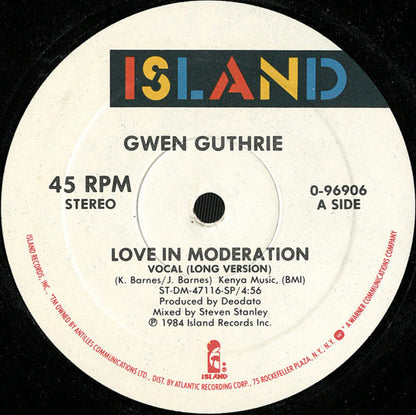 Gwen Guthrie : Love In Moderation (12", Single)