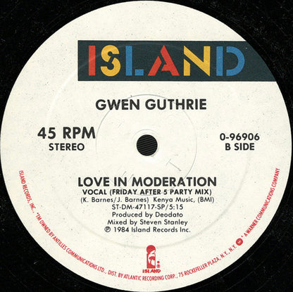 Gwen Guthrie : Love In Moderation (12", Single)