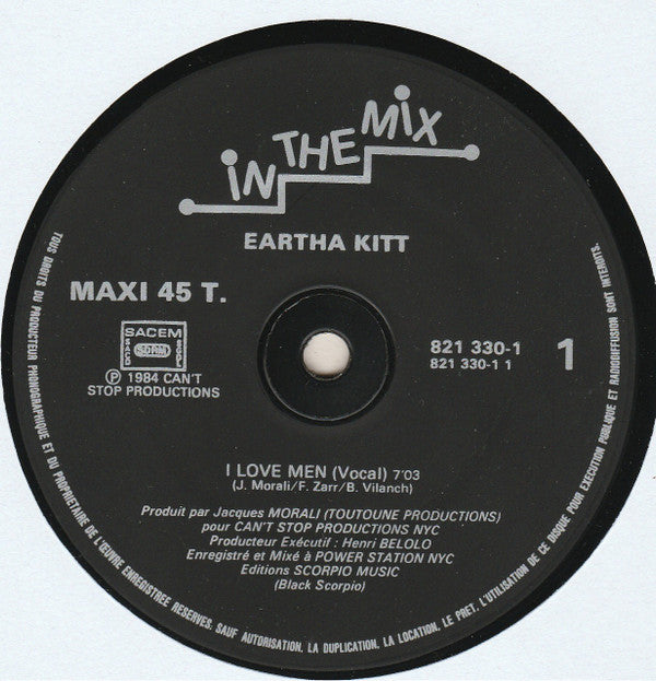 Eartha Kitt : I Love Men (12", Maxi)