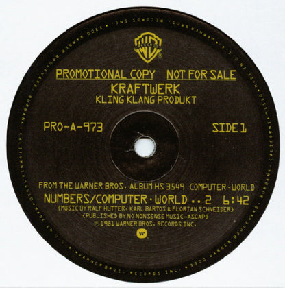 Kraftwerk : Numbers (12", Promo)