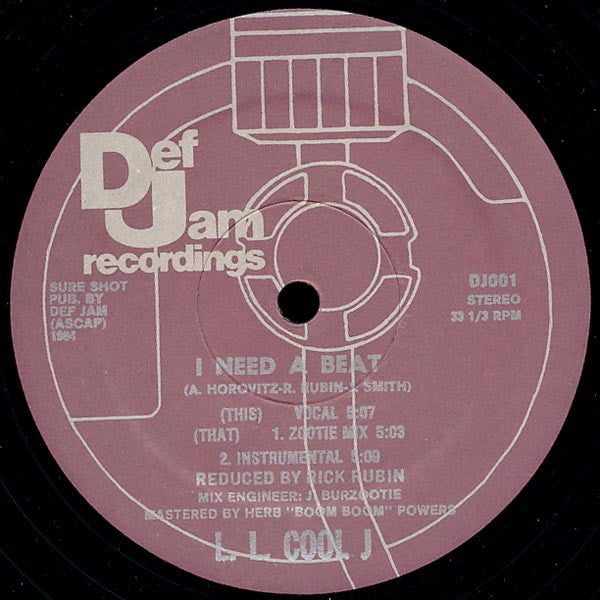 L. L. Cool J* : I Need A Beat (12")