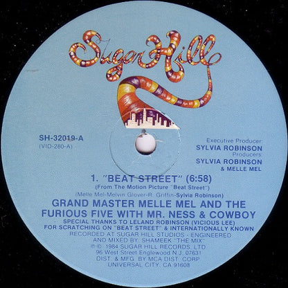 Grandmaster Melle Mel & The Furious Five ,With Mr. Ness : Beat Street / Internationally Known (12", Single, Pin)