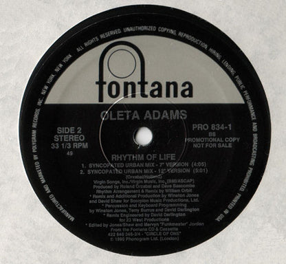 Oleta Adams : Rhythm Of Life (12", Promo)