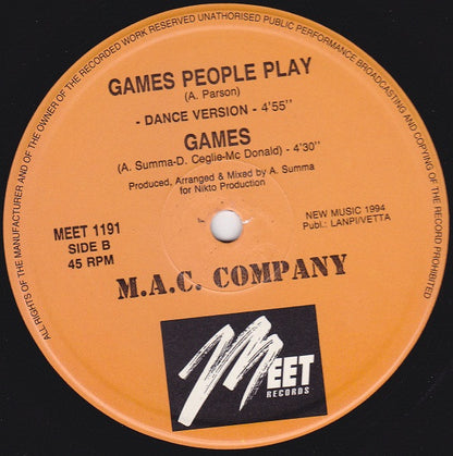 M.A.C. Company : Games People Play (12")