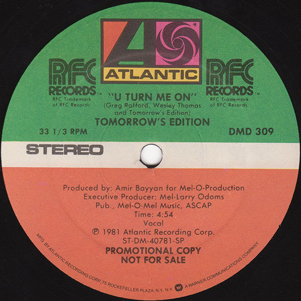 Tomorrow's Edition : U Turn Me On (12", Promo)