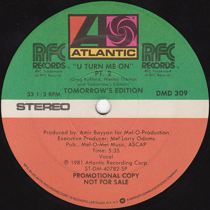 Tomorrow's Edition : U Turn Me On (12", Promo)