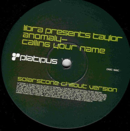Libra Presents Taylor : Anomaly - Calling Your Name (Solarstone Chillout Version) (12", S/Sided)