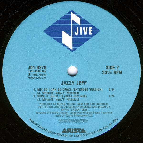 Jazzy Jeff : Mix So I Can Go Crazy (12")