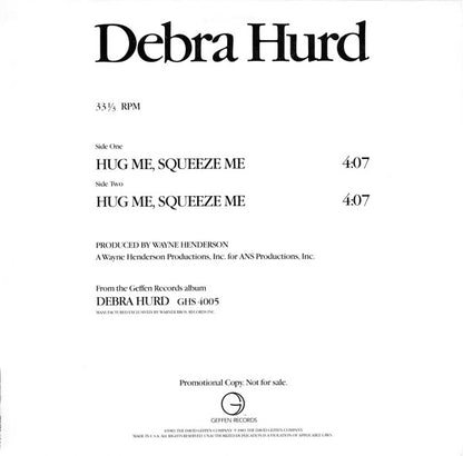 Debra Hurd : Hug Me, Squeeze Me (12", Promo)