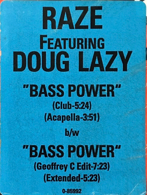 Raze Featuring Doug Lazy : Bass Power (12")