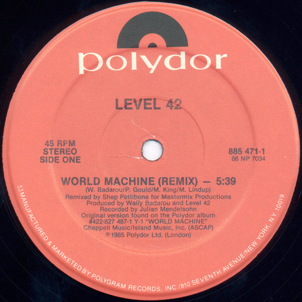 Level 42 : World Machine (The Shep Pettibone Remix) (12", Single, HRM)