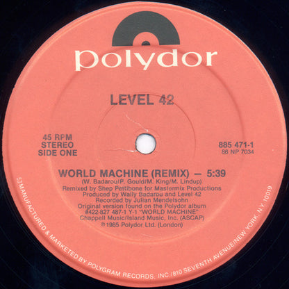 Level 42 : World Machine (The Shep Pettibone Remix) (12", Single, HRM)