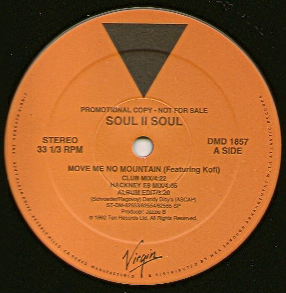 Soul II Soul : Move Me No Mountain (12", Promo)