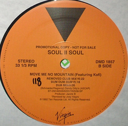 Soul II Soul : Move Me No Mountain (12", Promo)