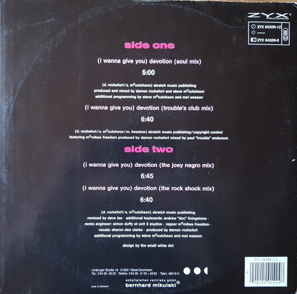 Nomad : (I Wanna Give You) Devotion - The Remixes (12", Maxi)