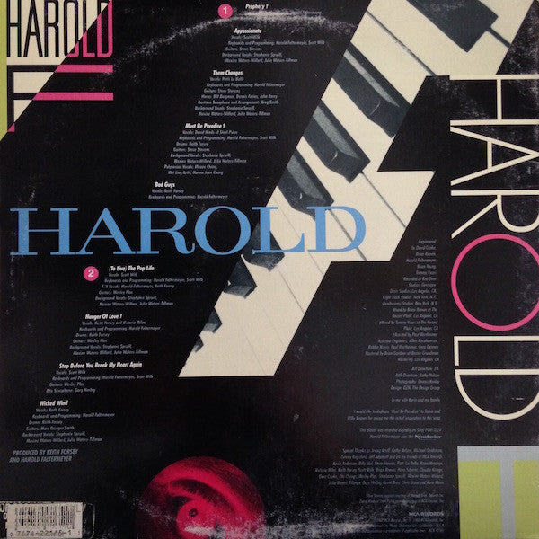 Harold Faltermeyer : Harold F (LP, Album, Pin)