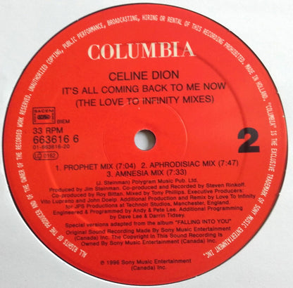 Céline Dion : It's All Coming Back To Me Now (The Love To Infinity Mixes) (12", Maxi)