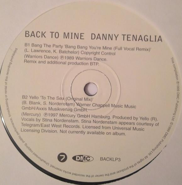 Danny Tenaglia : Back To Mine (3xLP, Comp)