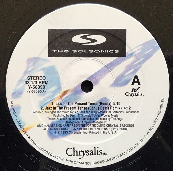 The Solsonics : Jazz In The Present Tense (12")