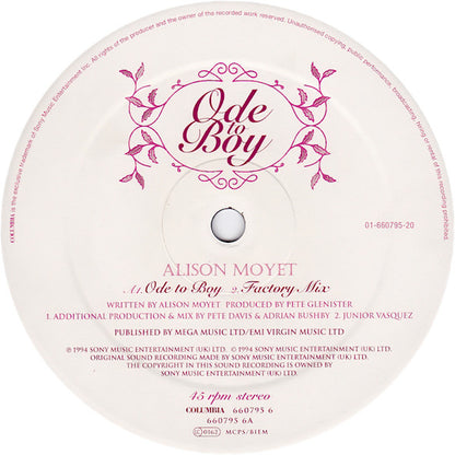 Alison Moyet : Ode To Boy (12", Single)