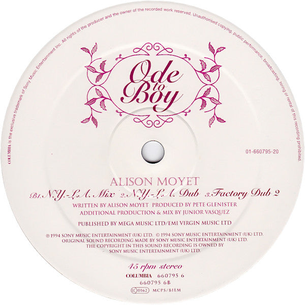 Alison Moyet : Ode To Boy (12", Single)