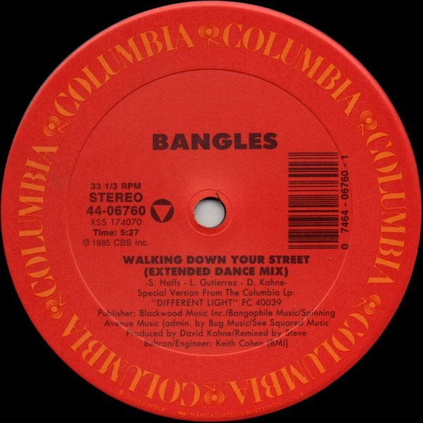 Bangles : Walking Down Your Street (12" Extended Dance Mixes) (12", Single)