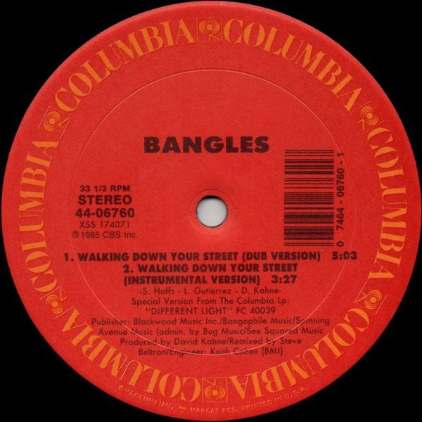 Bangles : Walking Down Your Street (12" Extended Dance Mixes) (12", Single)