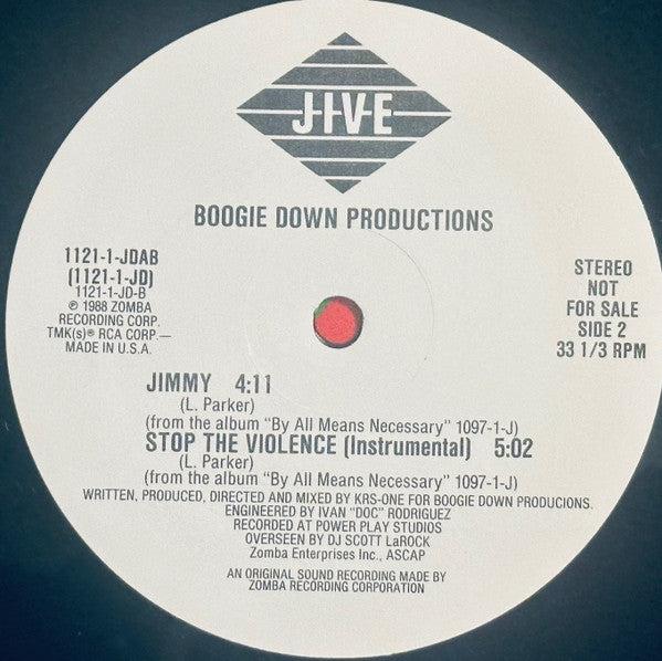 Boogie Down Productions : Stop The Violence (12", Promo)