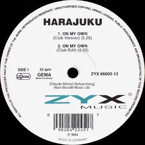 Harajuku : On My Own (12")