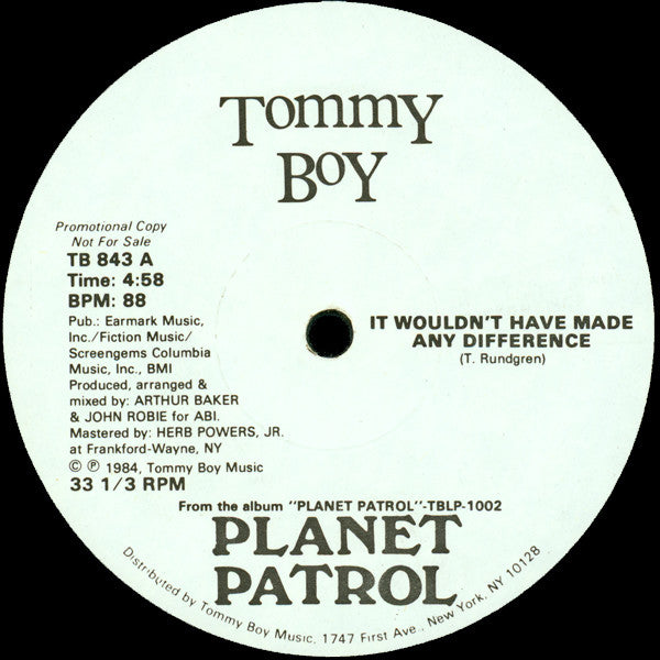 Planet Patrol : It Wouldn't Have Made Any Difference (12", Promo)