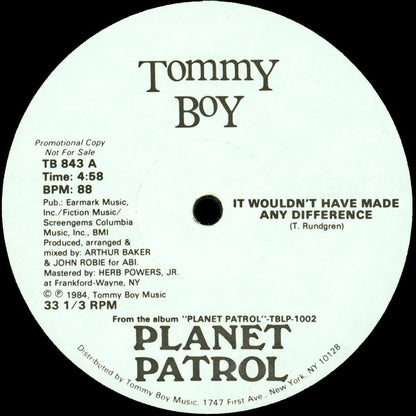 Planet Patrol : It Wouldn't Have Made Any Difference (12", Promo)