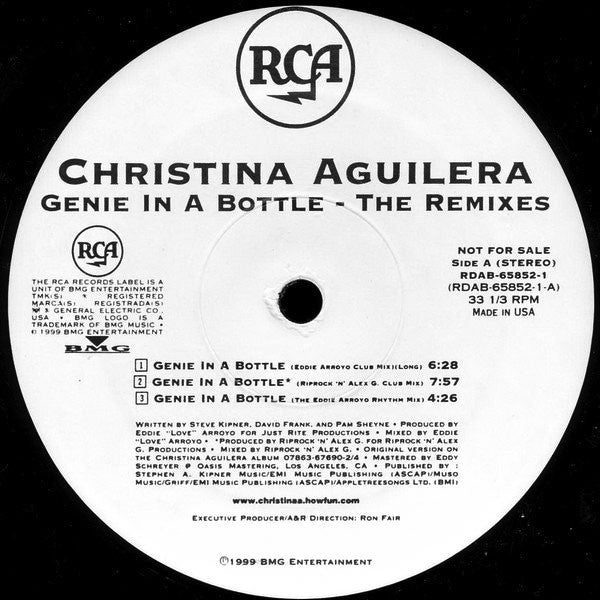 Christina Aguilera : Genie In A Bottle (The Remixes) (12", Promo)