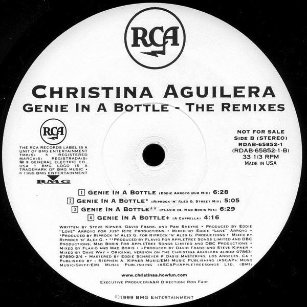 Christina Aguilera : Genie In A Bottle (The Remixes) (12", Promo)