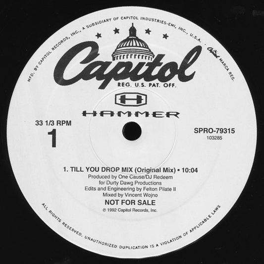 MC Hammer : Till You Drop Mix (12", Promo)